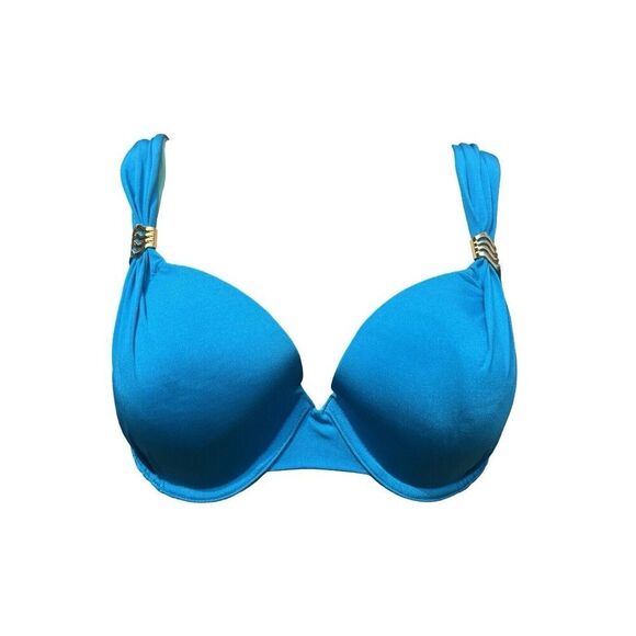 a.che Bikini Top Blue With Green Accents - Picture 1 of 7